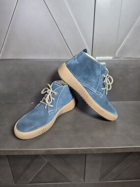Josef Seibel Blue Suede Ankle Boots with Tan Sole Womens US 6 EU 36